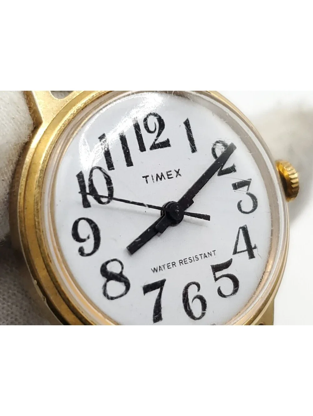 Vintage Timex Marlin Big Reader Mechanical  30mm Watch Running Gold Tone